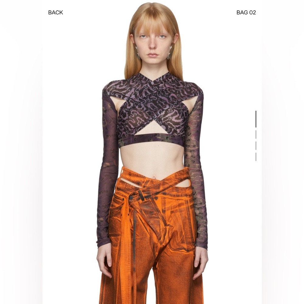 KNWLS purple & Black Anti Cross-Over top Small NWT